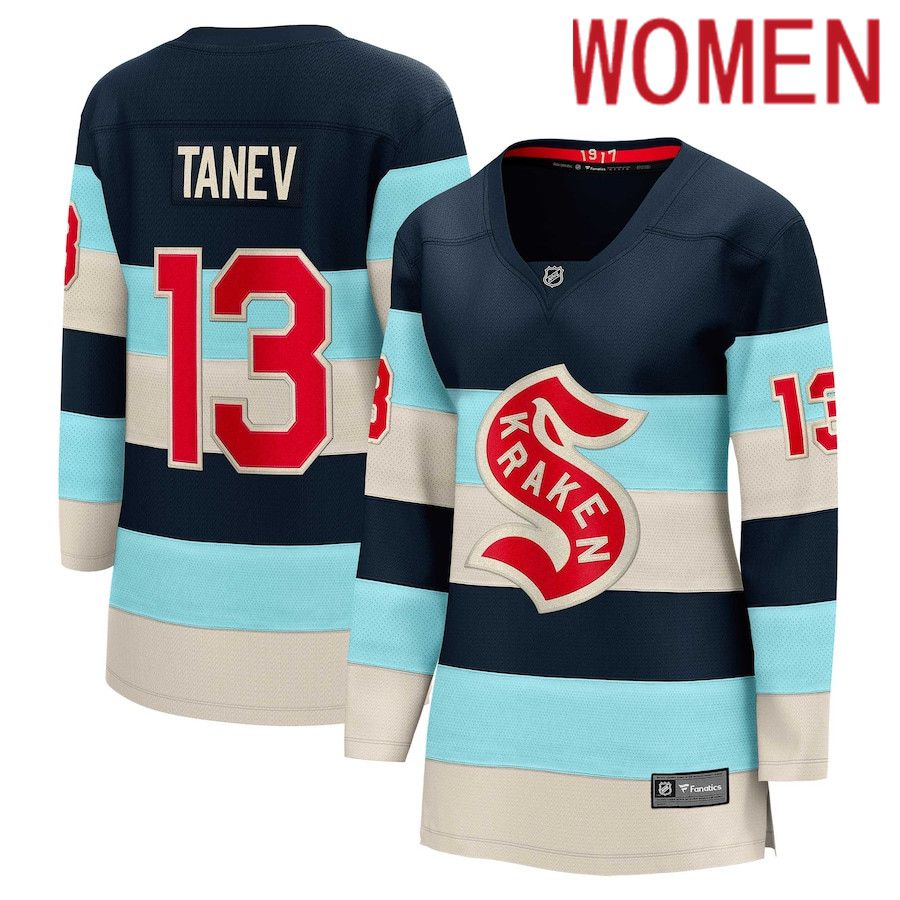 Women Seattle Kraken 13 Brandon Tanev Fanatics Branded Deep Sea Blue 2024 NHL Winter Classic Breakaway Player Jersey
